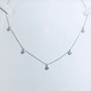 14K White Gold & Genuine Diamond Charm Necklace